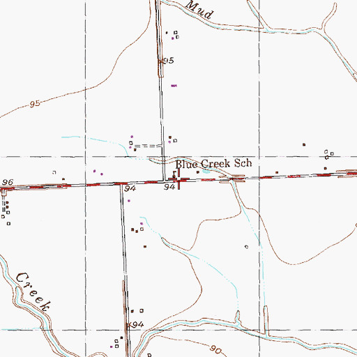 Topographic Map of Blue Creek School, TX