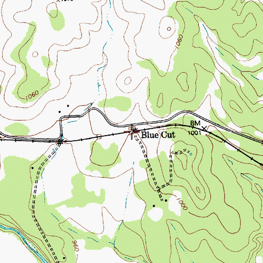 Topographic Map of Blue Cut, TX