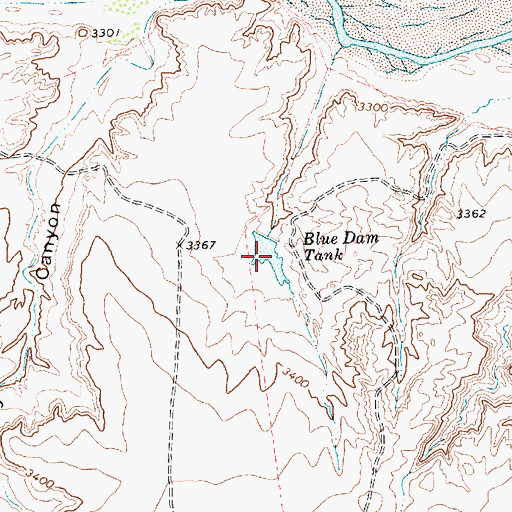 Topographic Map of Blue Dam Tank, TX