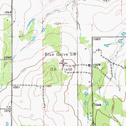 Topographic Map of Blue Grove Southwest Oil Field, TX