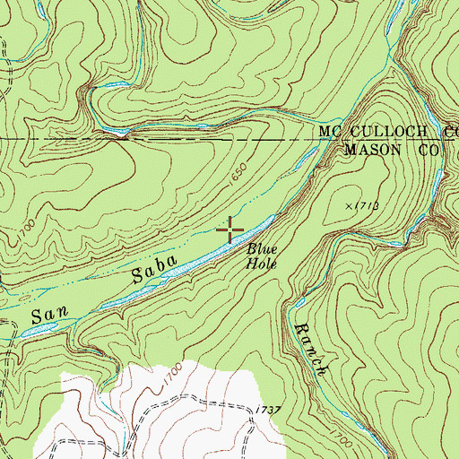Topographic Map of Blue Hole, TX