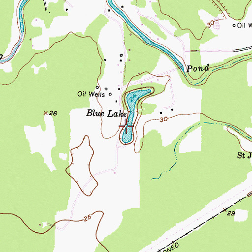Topographic Map of Blue Lake, TX