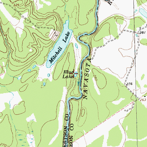 Topographic Map of Blue Lake, TX