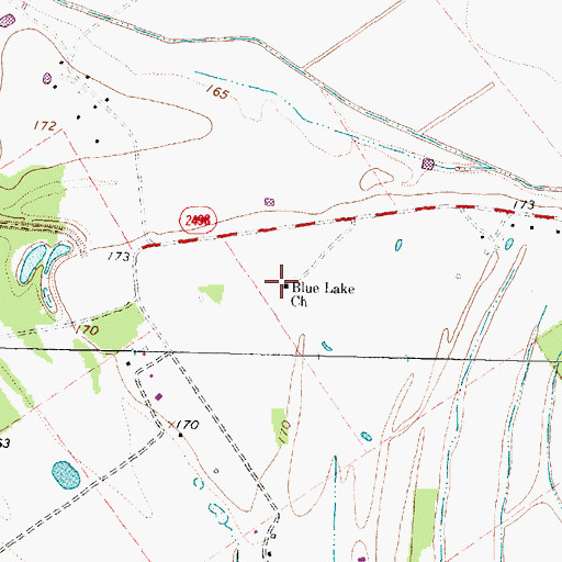 Topographic Map of Blue Lake Church, TX