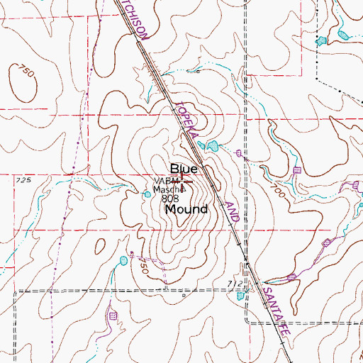 Topographic Map of Blue Mound, TX