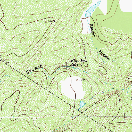 Topographic Map of Blue Pool Spring, TX