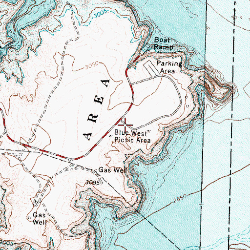 Topographic Map of Blue West Picnic Area, TX