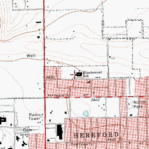Topographic Map of Bluebonnet Elementary School, TX