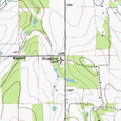 Topographic Map of Bluegrove Cemetery, TX