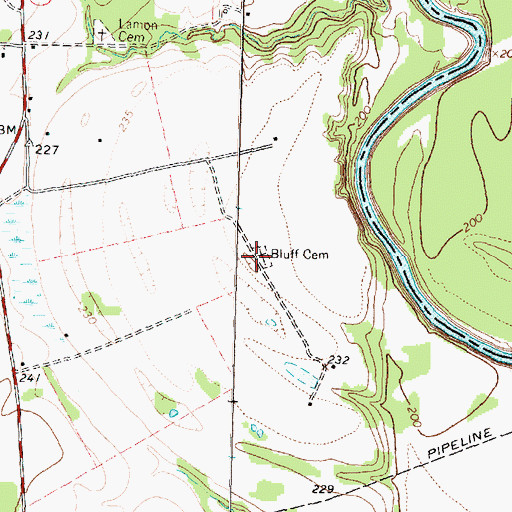 Topographic Map of Bluff Cemetery, TX