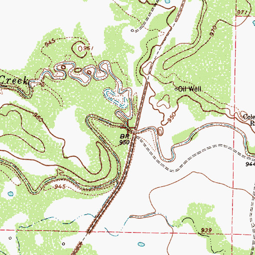 Topographic Map of Bluff Creek, TX