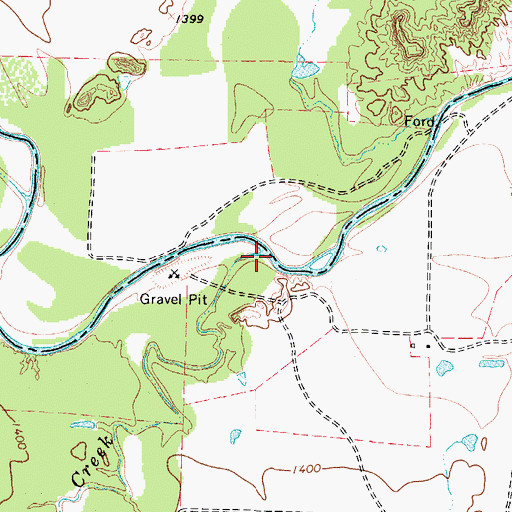 Topographic Map of Bluff Creek, TX