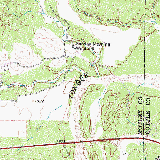 Topographic Map of Bluff Creek, TX