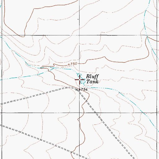 Topographic Map of Bluff Tank, TX