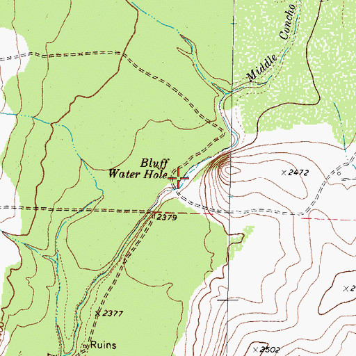 Topographic Map of Bluff Water Hole, TX