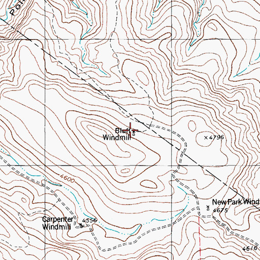 Topographic Map of Bluff Windmill, TX