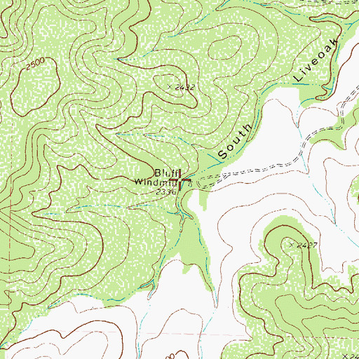 Topographic Map of Bluff Windmill, TX