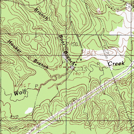 Topographic Map of Boar Branch, TX