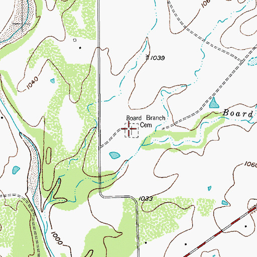 Topographic Map of Board Branch Cemetery, TX