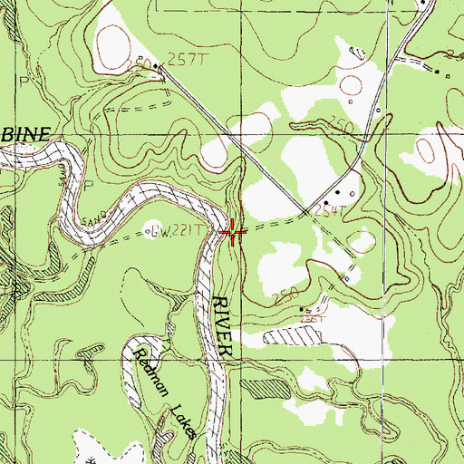 Topographic Map of Boards Ferry, TX