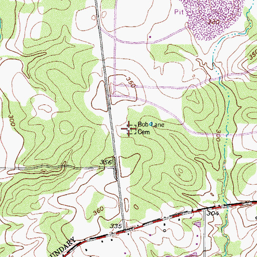 Topographic Map of Bob Lane Cemetery, TX
