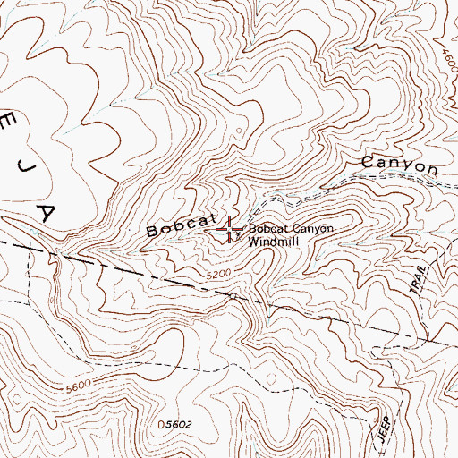 Topographic Map of Bobcat Canyon Windmill, TX