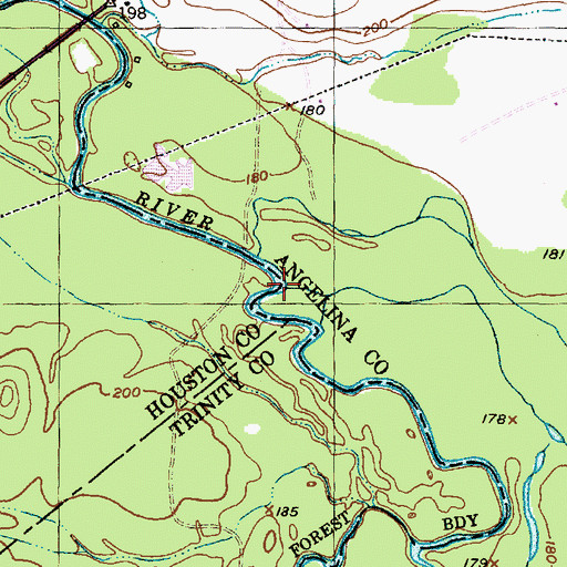 Topographic Map of Bodan Creek, TX