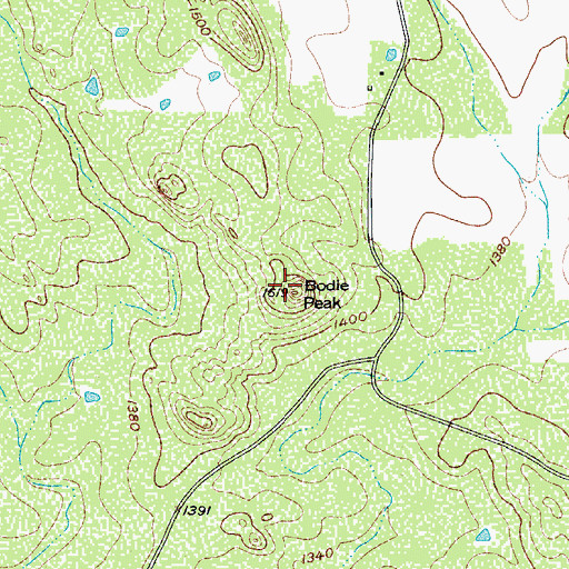 Topographic Map of Bodie Peak, TX