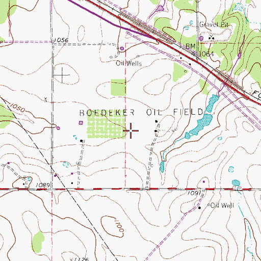 Topographic Map of Boedeker Oil Field, TX