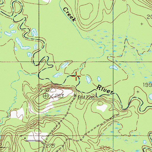 Topographic Map of Bog Creek, TX