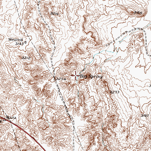 Topographic Map of Bog Spring, TX