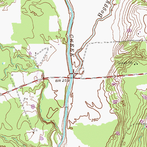 Topographic Map of Boggy Creek, TX