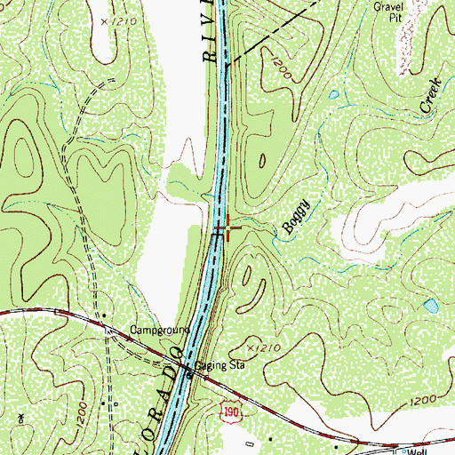 Topographic Map of Boggy Creek, TX