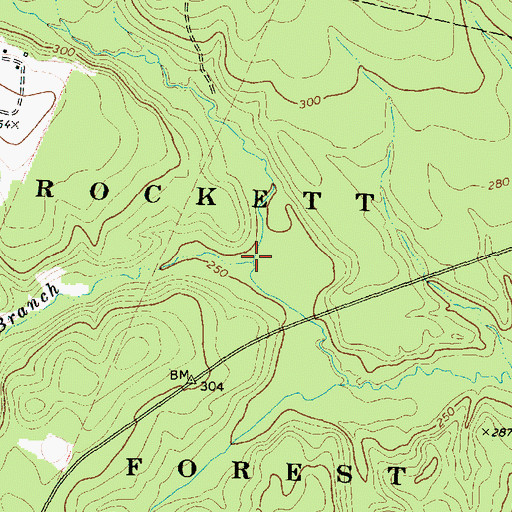 Topographic Map of Boggy Glade Branch, TX