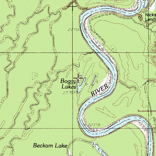 Topographic Map of Boggy Lakes, TX