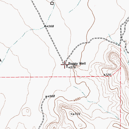 Topographic Map of Boggy Well, TX