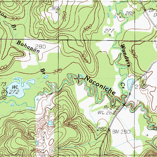 Topographic Map of Bohanon Branch, TX