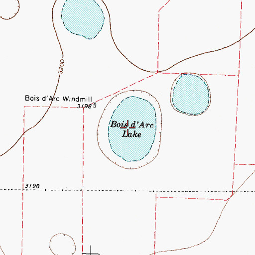 Topographic Map of Bois d'Arc Lake, TX