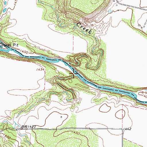 Topographic Map of Bois d'Arc Creek, TX