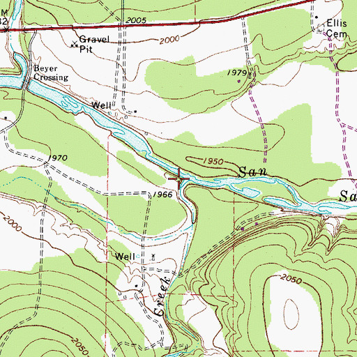 Topographic Map of Bois D'Arc Creek, TX