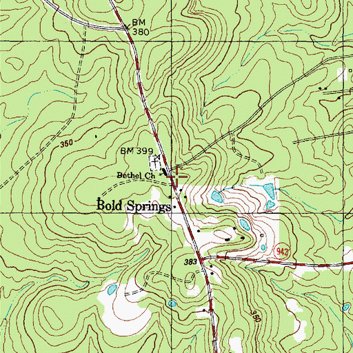 Topographic Map of Bold Springs Church, TX