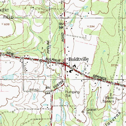 Topographic Map of Boldtville, TX