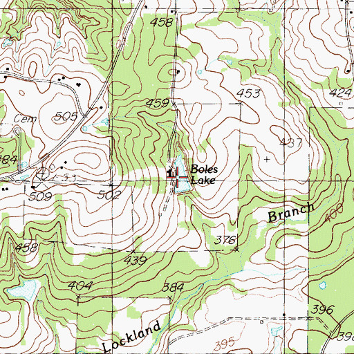 Topographic Map of Boles Lake, TX