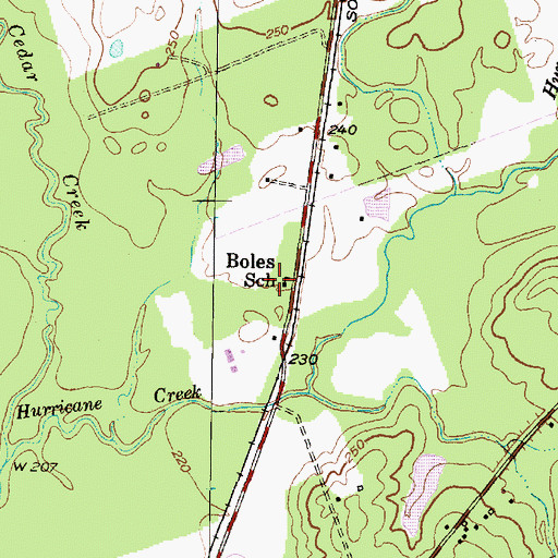 Topographic Map of Boles School, TX