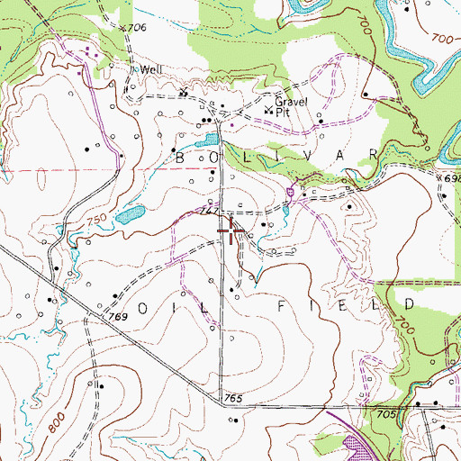 Topographic Map of Bolivar Oil Field, TX