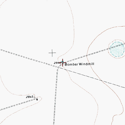 Topographic Map of Bomber Windmill, TX