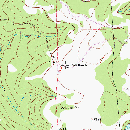 Topographic Map of Bond Ranch, TX