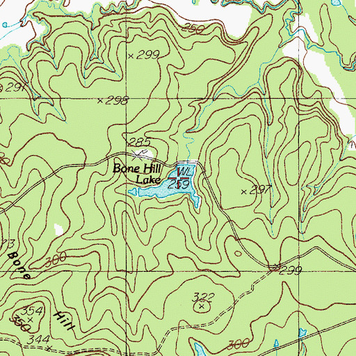 Topographic Map of Bone Hill Lake, TX