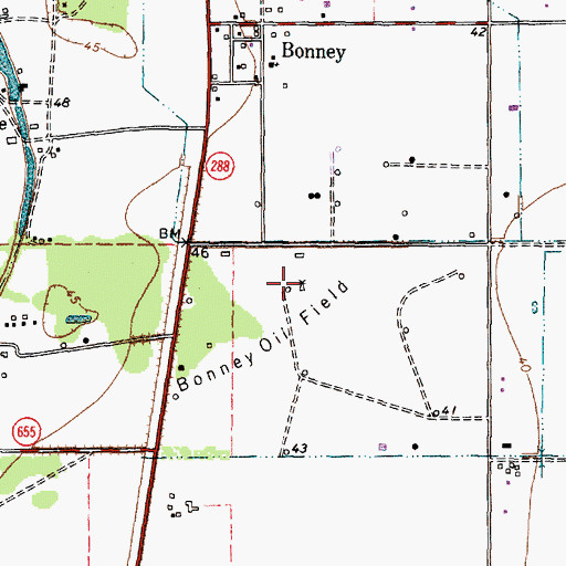 Topographic Map of Bonney Oil Field, TX