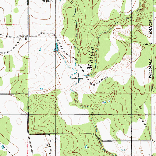 Topographic Map of Bookwater Creek, TX